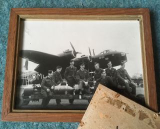 Vintage Short Stirling Ww2 Raf Bomber Photograph With Crew &
