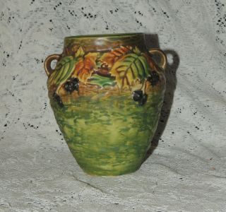 Vintage Roseville Usa Pottery Blackberry Double Handle Vase.  6 " Size