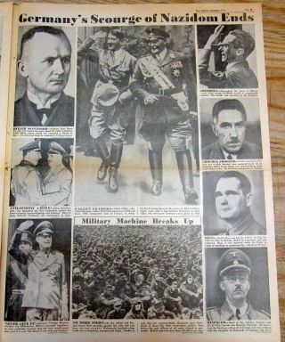 1945 WW II display newspaper V - E DAY Nazi Germany Surrenders - Gen Eisenhower pic 3