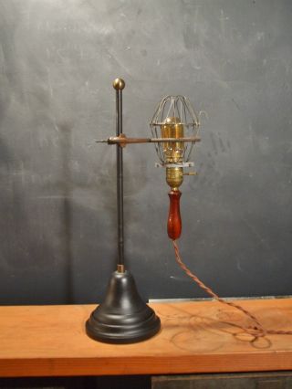 Vintage Antique Industrial Trouble Light With Stand - Cage Pendant Lamp,  Lab