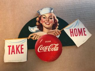 Coca Cola Cardboard Sign 1952 Rare Vintage Advertisement Cond