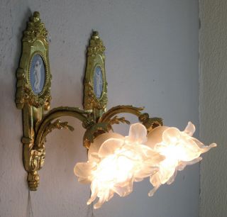 Stunning French Art Nouveau Sconces 1910 - Fire Gilded Bronze -