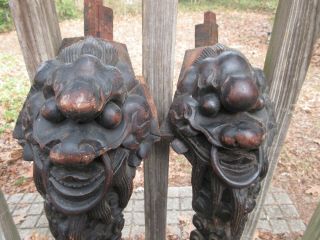 Antique Medieval Gothic Chinese Carved Wood Table Legs trim Parts Pixiu Chimera 2