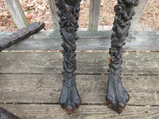 Antique Medieval Gothic Chinese Carved Wood Table Legs trim Parts Pixiu Chimera 3