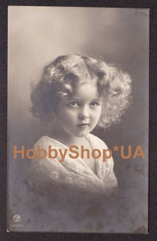 Old Antique Glamour Postcard Photo Portrait Children Child Pretty Young Girl