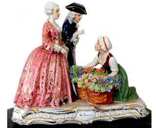 Atq Signed Dresden Lace Flower Girl Porcelain Sculpture Figurine By Luigi Fabris