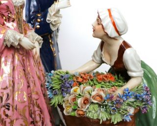 Atq Signed Dresden Lace Flower Girl Porcelain Sculpture Figurine by Luigi Fabris 2