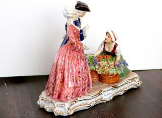 Atq Signed Dresden Lace Flower Girl Porcelain Sculpture Figurine by Luigi Fabris 5