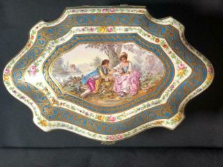 Exquisite Sevres Hand - Painted And Signed Scalloped Box With Date Stamp 1757