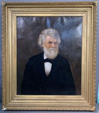 Lg Antique 19thc Victorian Southern Gentleman Old Va Estate Portrait Painting