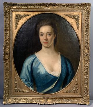 Lg Antique 18thc Antebellum Era Aristocrat Lady Portrait Old Oil Painting Frame