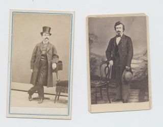 2 Cdvs - 1860s - Claiming To Be Mark Twain - Samuel Clemens