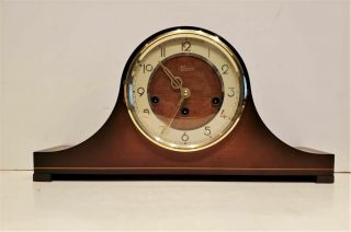 Vintage German 8 Day Franz Hermle Tambour Mantel Clock Westminster Chimes