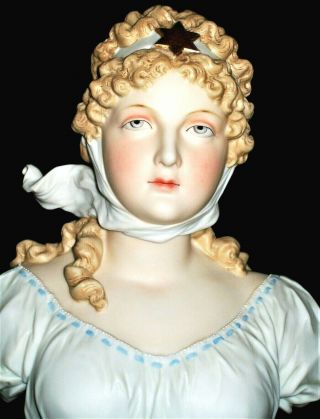 Antique German Victorian Lady Queen Louise Of Prussia Bisque Doll Bust Figurine