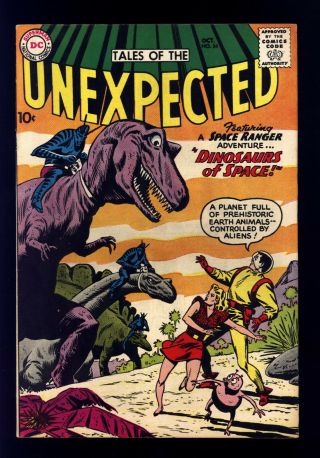 Tales Of The Unexpected 54 Fnvf Brown Mooney Elias Space Ranger Dinosaur Sci - Fi