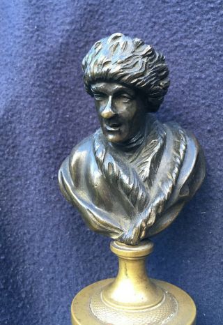 19th Century French Antique Bronze Busts of Rousseau and Voltaire 3