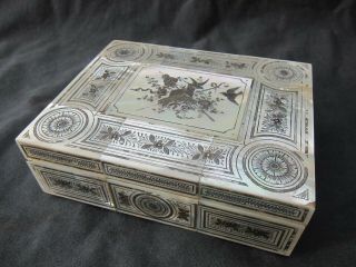Antique 19th Century French Palais Royal Mother Of Pearl Box