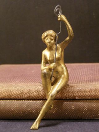 Antique Vienna Austrian Bronze Nude Woman Statue Sculpture Figure Shelf Sitter