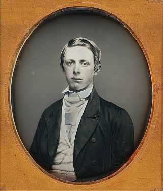 Blond Teenage Boy With Crooked Jaw Blue Tinted Tie 1/6 Plate Daguerreotype G345