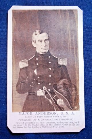 Civil War Cdv,  Commander Of Fort Sumpter,  Major Robert Anderson,  (by Anthony)