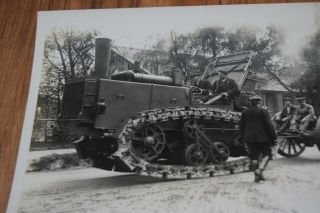 PHOTOGRAPH ? WW1 Holt Caterpillar Tracked Gun Farm Tractor First World War 2