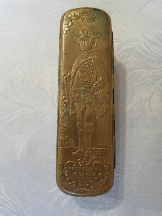 Antique 18th Century Brass & Copper Tobacco Box Engraved Decoration