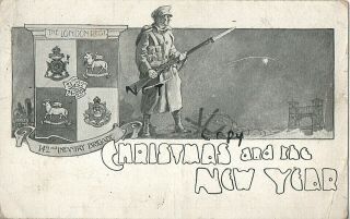 Ww1 Xmas Greetings Card 142nd Infantry Brigade 47th London Division 1915