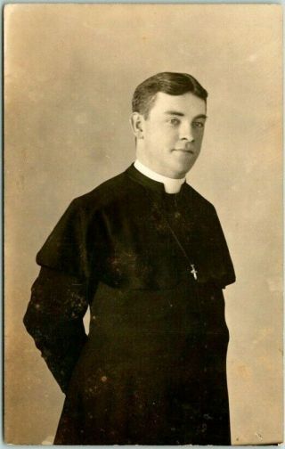 Vintage Nebraska Rppc Real Photo Postcard Young Priest " Father Hays York Nebr.  "