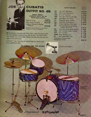 6 - PC Matched Set Of Vintage 1969 Slingerland Flat Base Drum Hardware 2