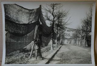 Ww1 Press Photo Western Front British Troops Erect Camo Netting Behind Lines