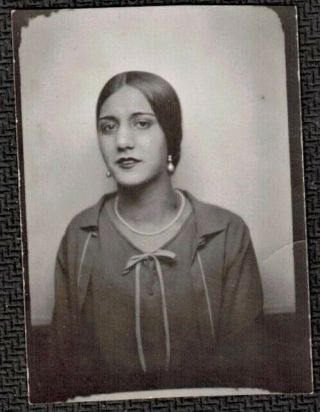 Old Vintage Antique Photo Booth Photograph Pretty Young Woman