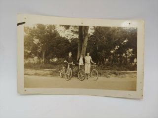 Vintage 3 Girls Women Posing With Old Bikes 4.  5 " X 3 " Black White Photo T1