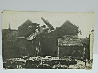 Downed German Plane Aircraft Ww1 Era Military Postcard
