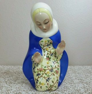 Rare Vintage Lenci Kneeling Madonna Mary Porcelain Figurine Statue Bust Signed