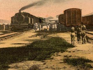 Vintage China Postcard Rail Station Trains Mee Cheung Photo
