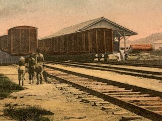 Vintage China Postcard Rail Station Trains Mee Cheung Photo 3