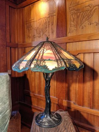 Handel Deciduous Tree Table Lamp,  Mission,  Arts And Crafts