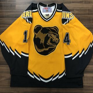 Ccm Boston Bruins Samsonov Pooh Bear Nhl Jersey Vintage Alternate Yellow L