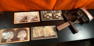 Antique 1904 Keystone View Co.  Stereoscope Viewer With 4 Cards