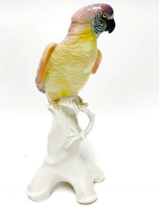 Rare Vintage Karl Ens Volkstedt Pink & Yellow Parrot Porcelain Figurine