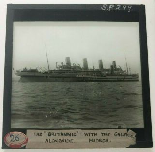 Hmhs Britannic Photo Ww1 Glass Lantern Slide,  Titanic Olympic Sister White Star