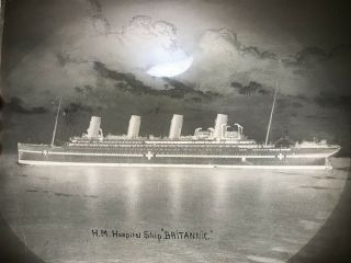Hmhs Britannic Photo Ww1 Glass Negative Titanic Olympic Sister White Star Line