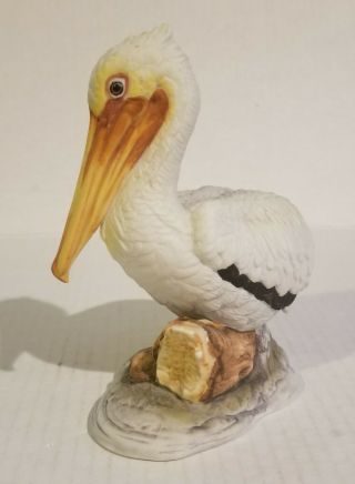 Vintage Lefton China Porcelain White Pelican Bird Figurine Hand Painted Kw910