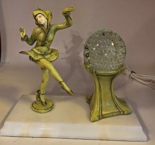 Antique Jb Hirsch Gerdago Green Art Deco Dancing Pixie Lamp