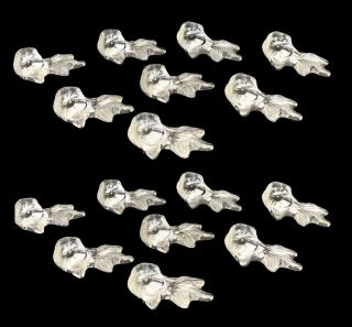 16 Lalique France Frosted And Clear Crystal Glass Knife Rests,  Flower Motif