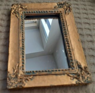 Set of 3 Small Mirrors Antiqued Matte Gold Colored Finish Wall or Table 3
