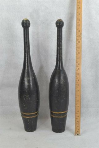 Antique Exercise Workout Wooden Indian Clubs Dumbbells Matched 4.  5 /2.  14 Pounds