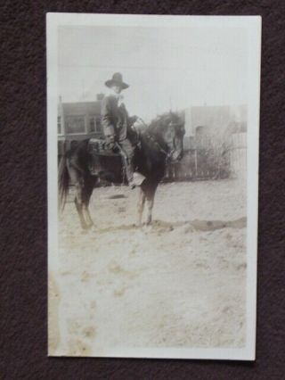 Old Man / Cowboy With Ten Gallon Hat Sitting On A Horse 1931 Photo