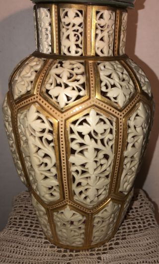 Antique 8 “ Tall Royal China Worcester Grainger & Co.  Reticulated Vase Euc