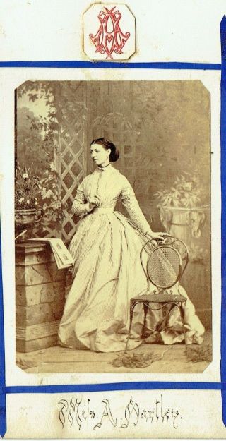 Victorian Cdv Type Photo Young Lady Long Dress Miss A Hartley Possibly Silvy